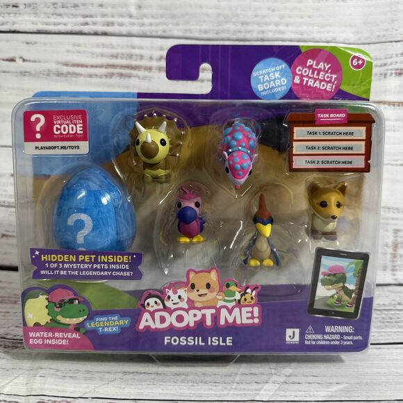 Jazwares Other - Adopt Me! Fossil Isle 7 Piece Set + Exclusive Virtual Code Egg with Hidden Pet